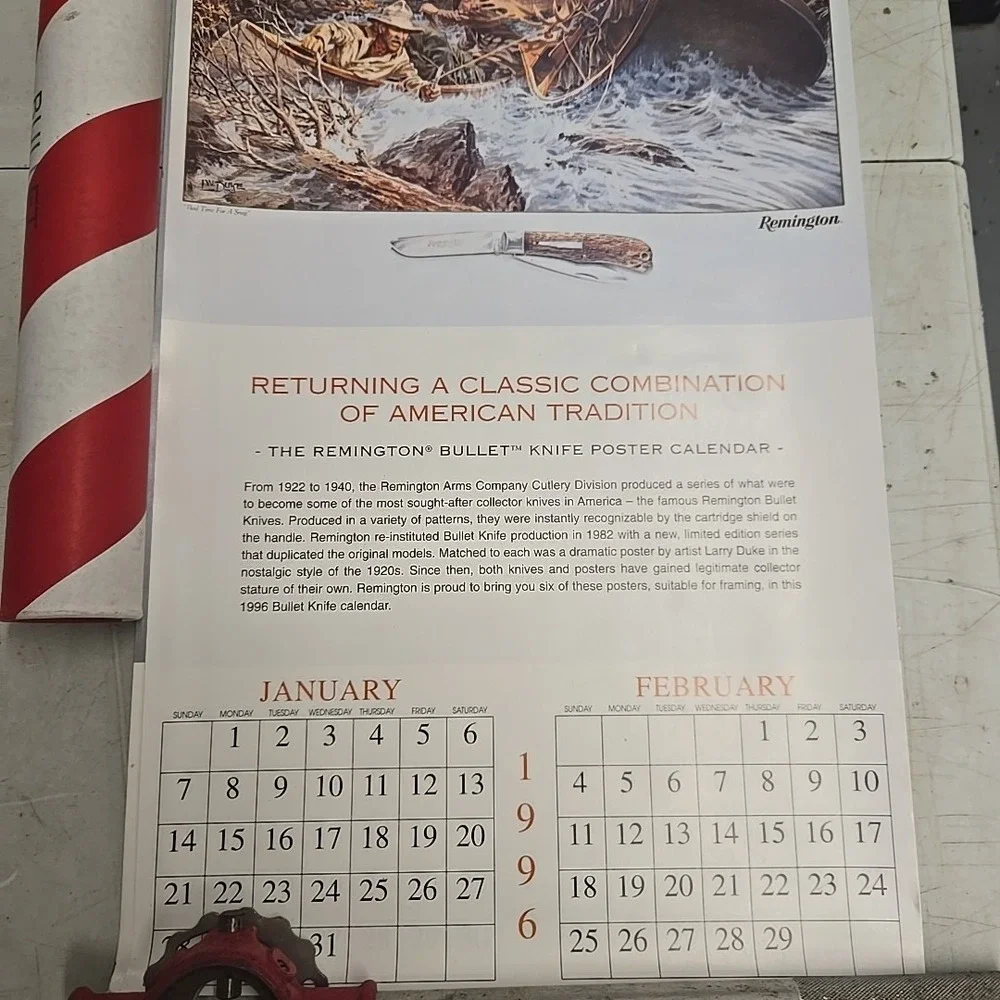 1996‎ Remington Bullet Knife Mini Trapper Calendar 30x20